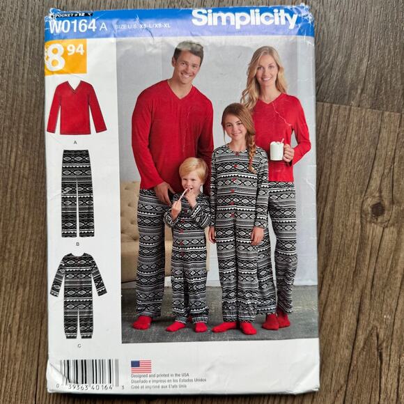 UNCUT Simplicity 0164 Sewing Pattern Womens Size XS-Lg V Neck PJ Pajama Set - Picture 1 of 2